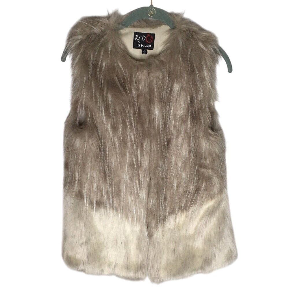 Penny lane vibe Faux Fur Vest Jacket Womens Small Beige Hippie Boho Mob Wife 70s
